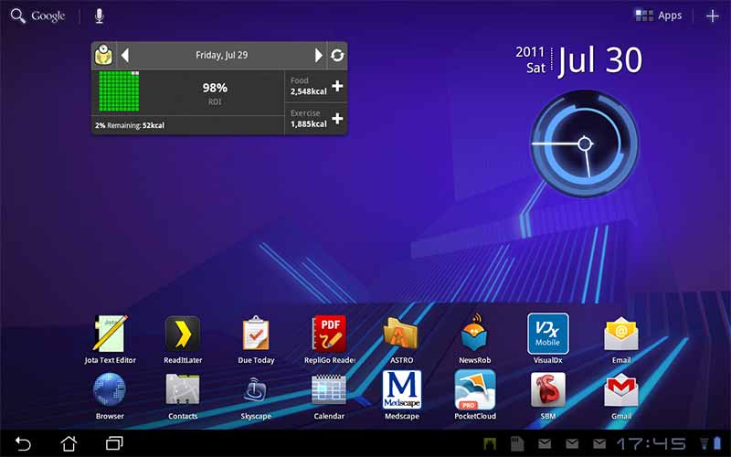 My Android tablet's homescreen has been customized to give me access to a lot of information — fast