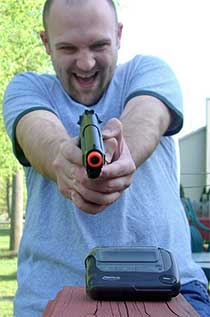a physician water-squirting his pager